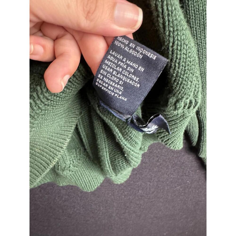 Nautica Chunky Knit Cotton Grandpa Sweater Green Medium Classic - Picture 9 of 9